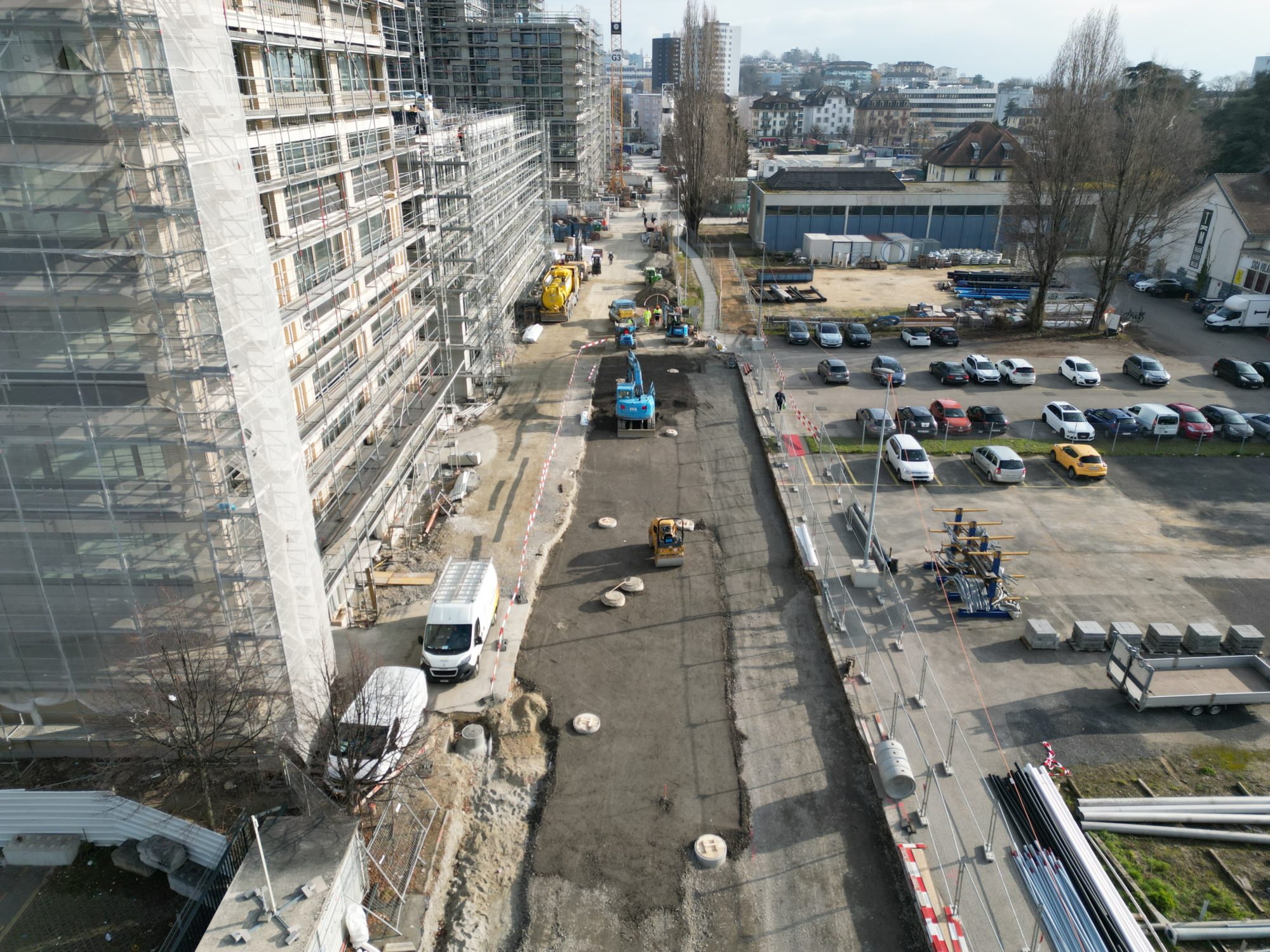 Tronçon 1 Avenue de Malley - Pose de l'enrobé